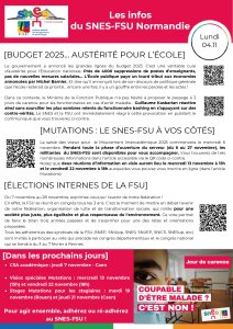 Les infos du SNES-FSU Normandie - semaine du 04/11