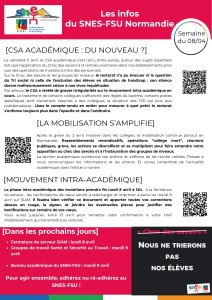 Les infos du SNES-FSU Normandie - semaine du 08/04