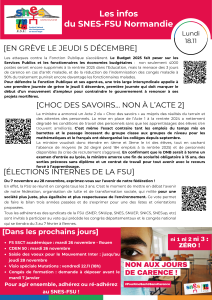 Les infos du SNES-FSU Normandie - semaine du 18/11