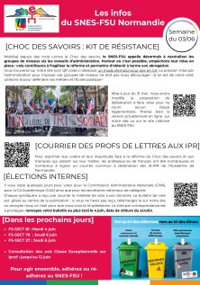 Les infos du SNES-FSU Normandie - semaine du 03/06