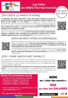 Les infos du SNES-FSU Normandie - semaine du 18/03