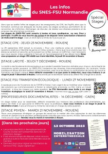 Les infos du SNES-FSU Normandie - spécial stages