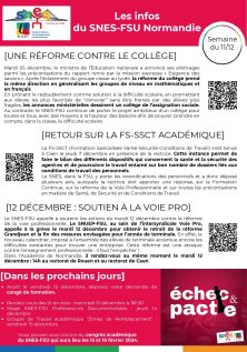 Les infos du SNES-FSU Normandie - semaine du 11/12