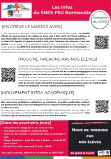 Les infos du SNES-FSU Normandie - semaine du 25/03