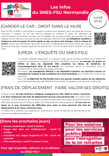 Les infos du SNES-FSU Normandie - semaine du 07/10