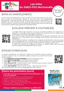 Les infos du SNES-FSU Normandie - semaine du 13/11