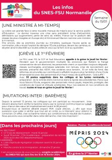 Les infos du SNES-FSU Normandie - semaine du 15/01