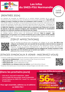 Les infos du SNES-FSU Normandie - semaine du 09/09