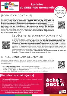 Les infos du SNES-FSU Normandie - semaine du 04/12