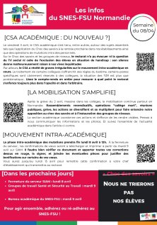 Les infos du SNES-FSU Normandie - semaine du 08/04