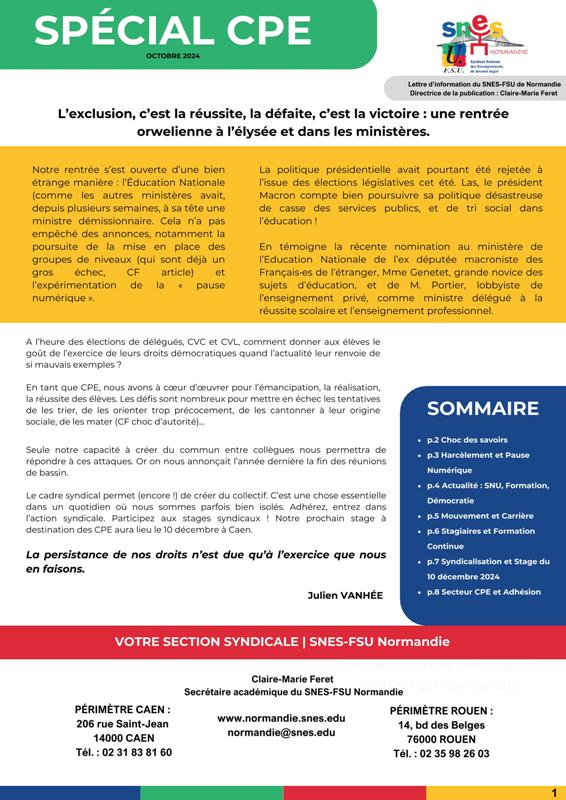 Bulletin CPE - Octobre 2024