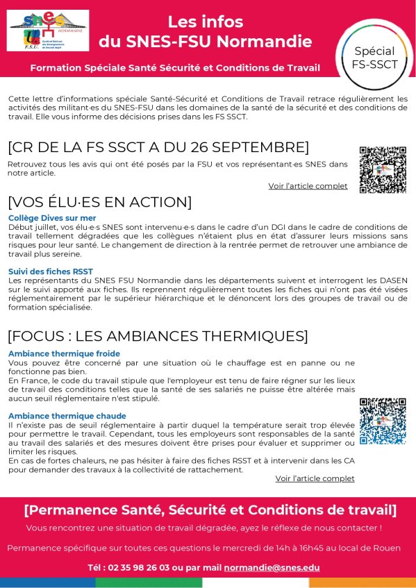 Les infos du SNES-FSU Normandie - lettre FS SSCT