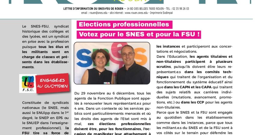 ROUEN publication élections professionnelles 2018