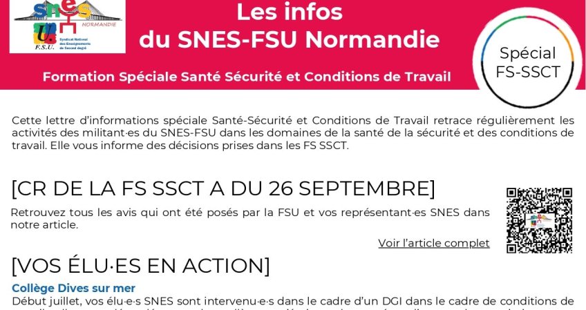 Les infos du SNES-FSU Normandie - lettre FS SSCT