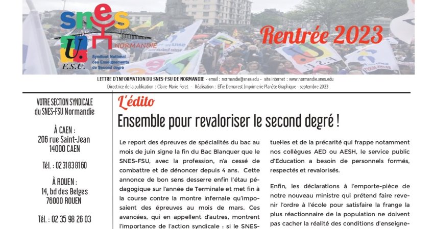 Publication de rentrée 2023